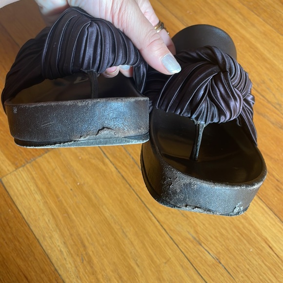 Jil Sander Knot Satin Leather Slides Brown - Picture 8 of 11